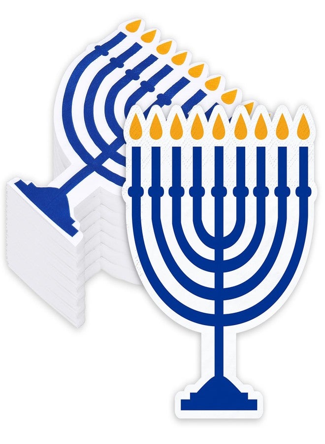 JarThenaAMCS مناديل ورقية للاستخدام مرة واحدة من JarThenaAMCS، 100 قطعة، مثالية لعيد حانوكا، مع شموع مينورا، مناسبة للغداء والعشاء، وأعياد الميلاد، وحفلات استقبال المولود. - Image 1